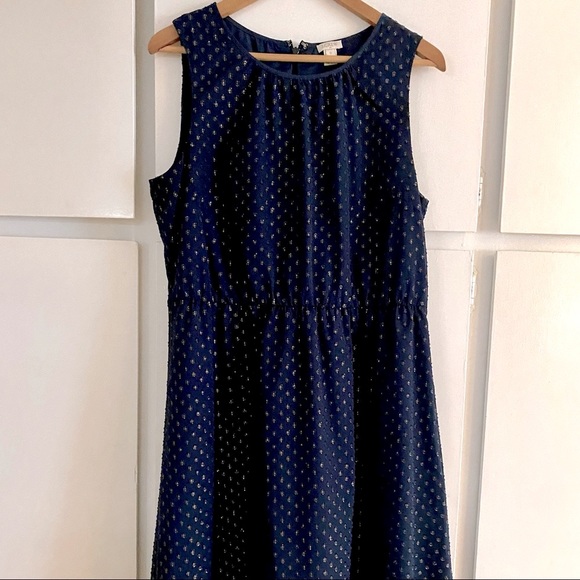 J. CREW Navy Gold Polkadot Dress - Picture 2 of 7